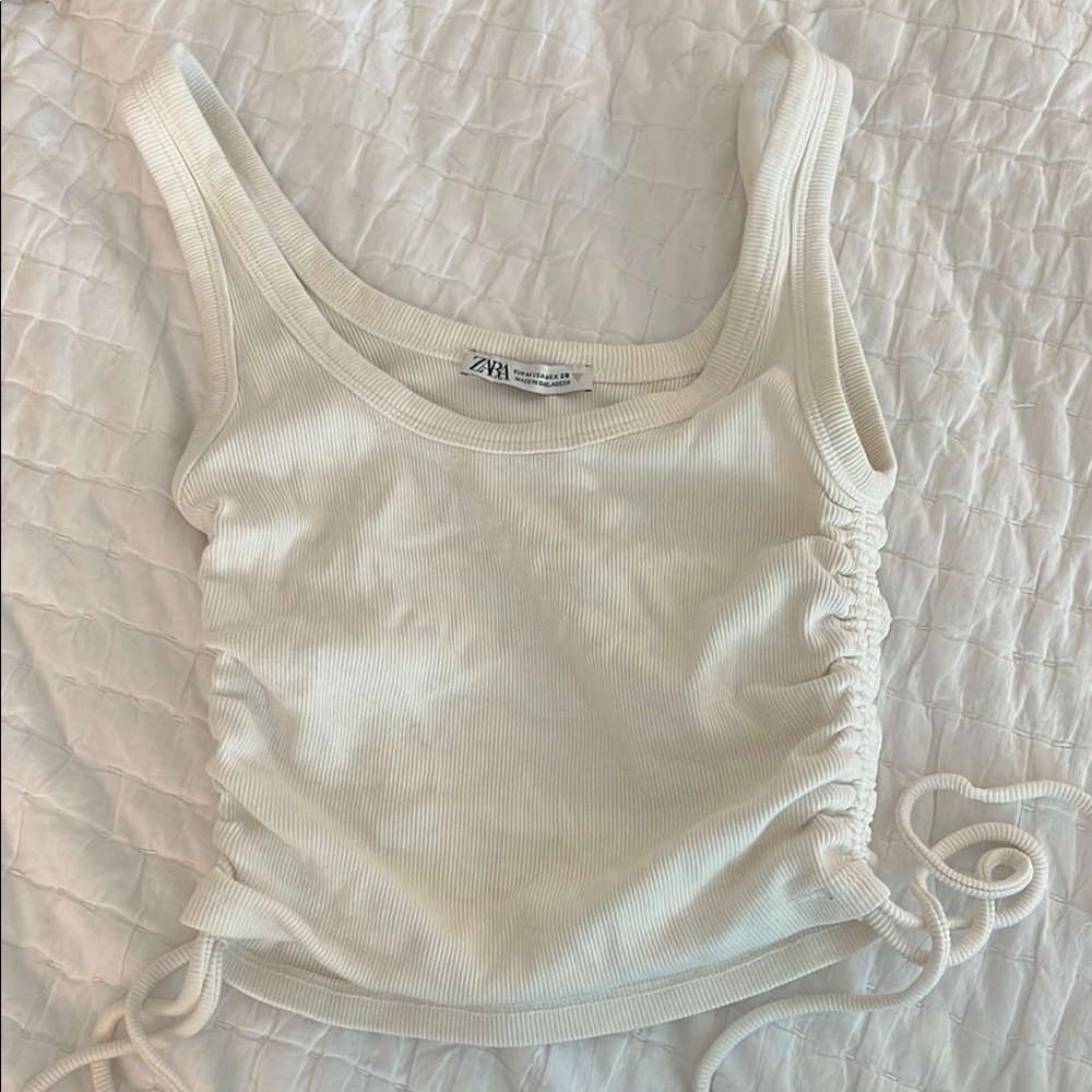 Zara Cream Ribbed Tank Top